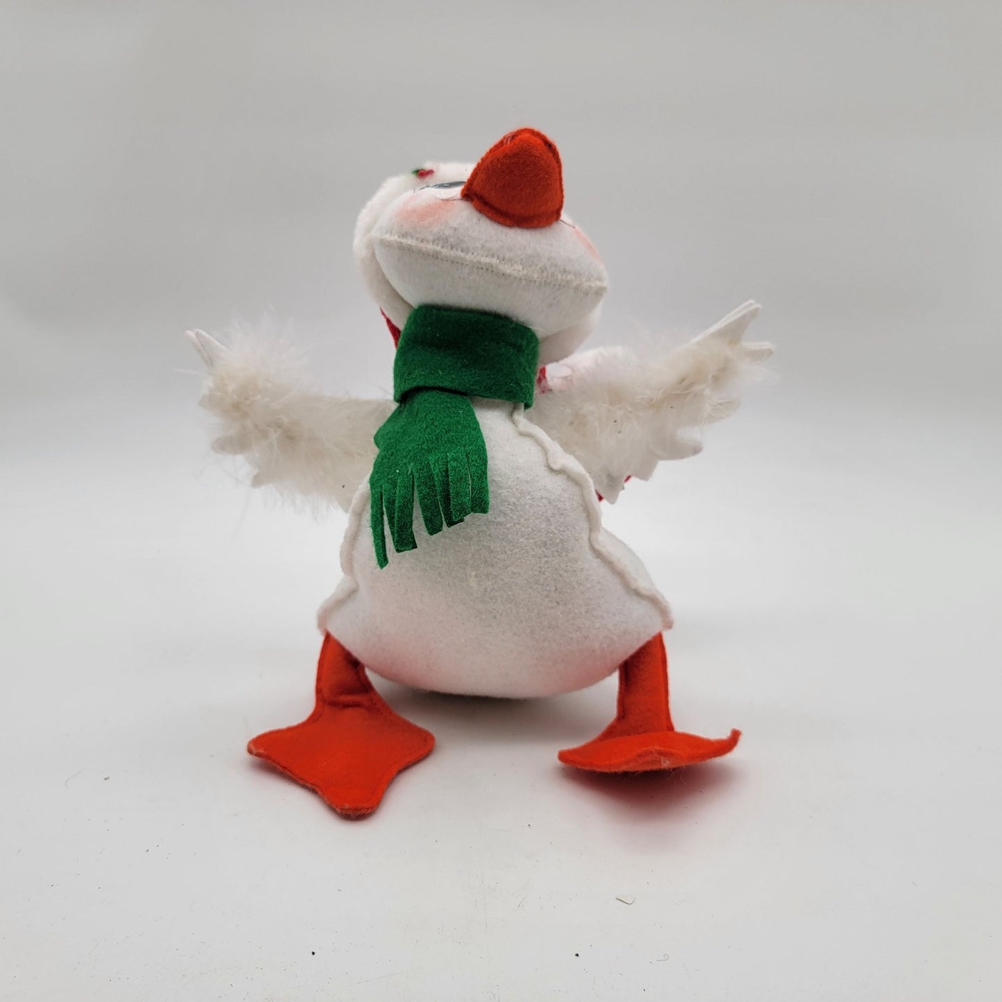 Vintage Annalee Christmas Goose Doll 9" Green Scarf & Red Santa Hat