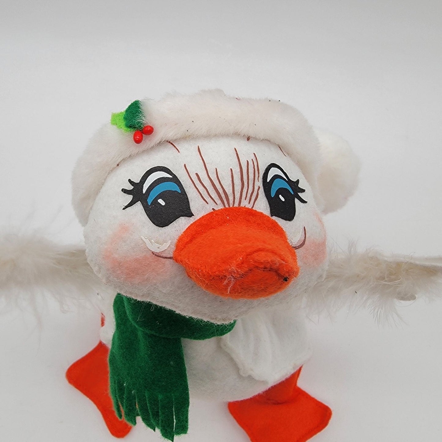 Vintage Annalee Christmas Goose Doll 9" Green Scarf & Red Santa Hat