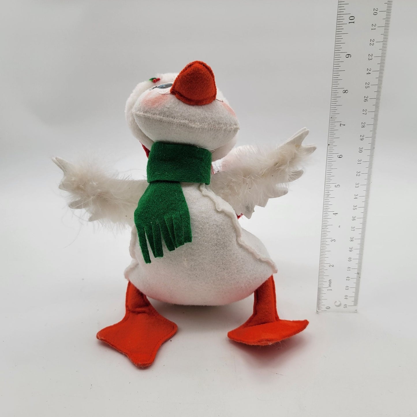 Vintage Annalee Christmas Goose Doll 9" Green Scarf & Red Santa Hat