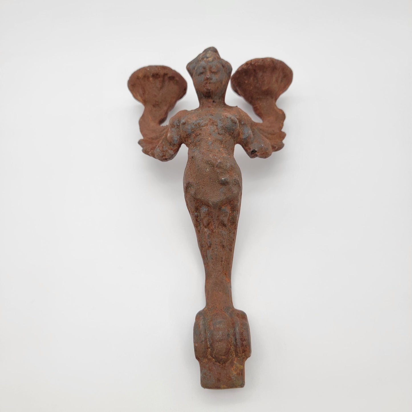 Rusty Cast Iron Siren Mermaid Candle Wall Sconce
