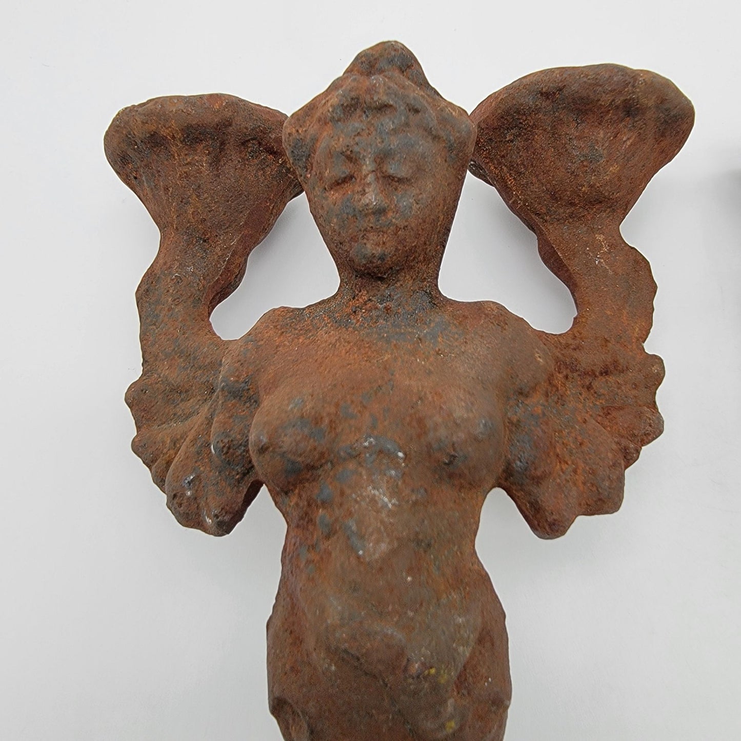 Rusty Cast Iron Siren Mermaid Candle Wall Sconce