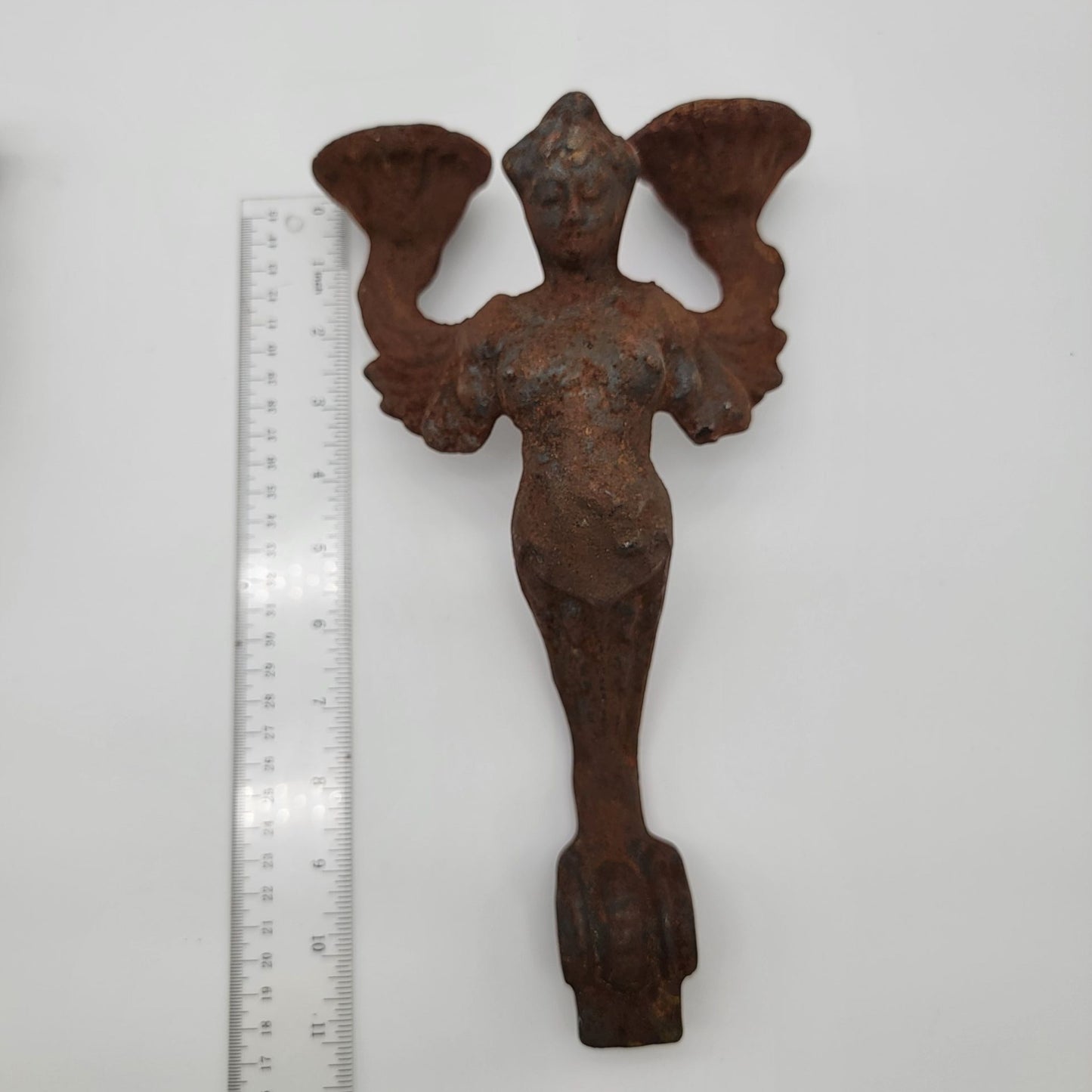 Rusty Cast Iron Siren Mermaid Candle Wall Sconce