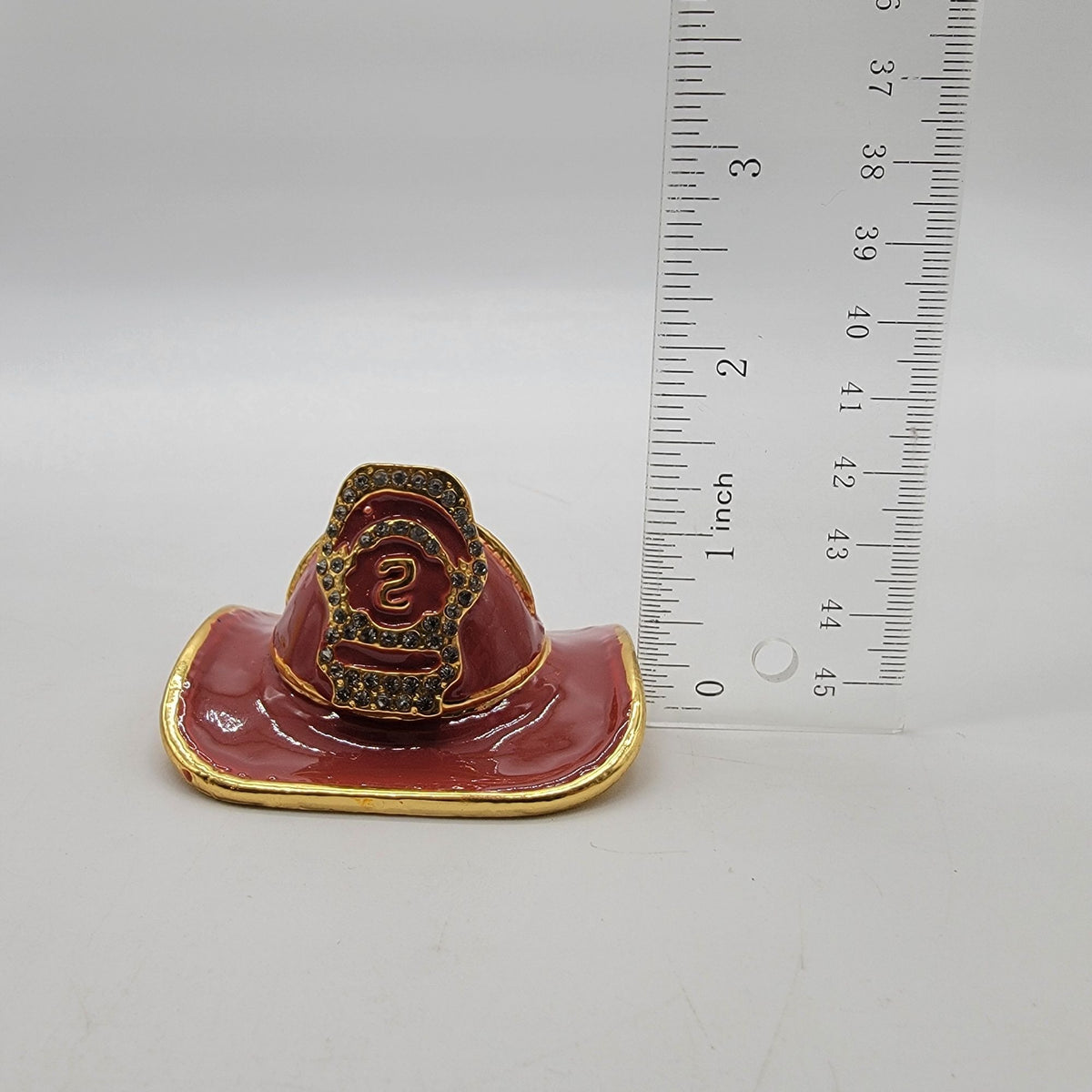 Objet d Art Fire Chief Trinket Box American Heros No. 157 Fire Fighter Red Hat