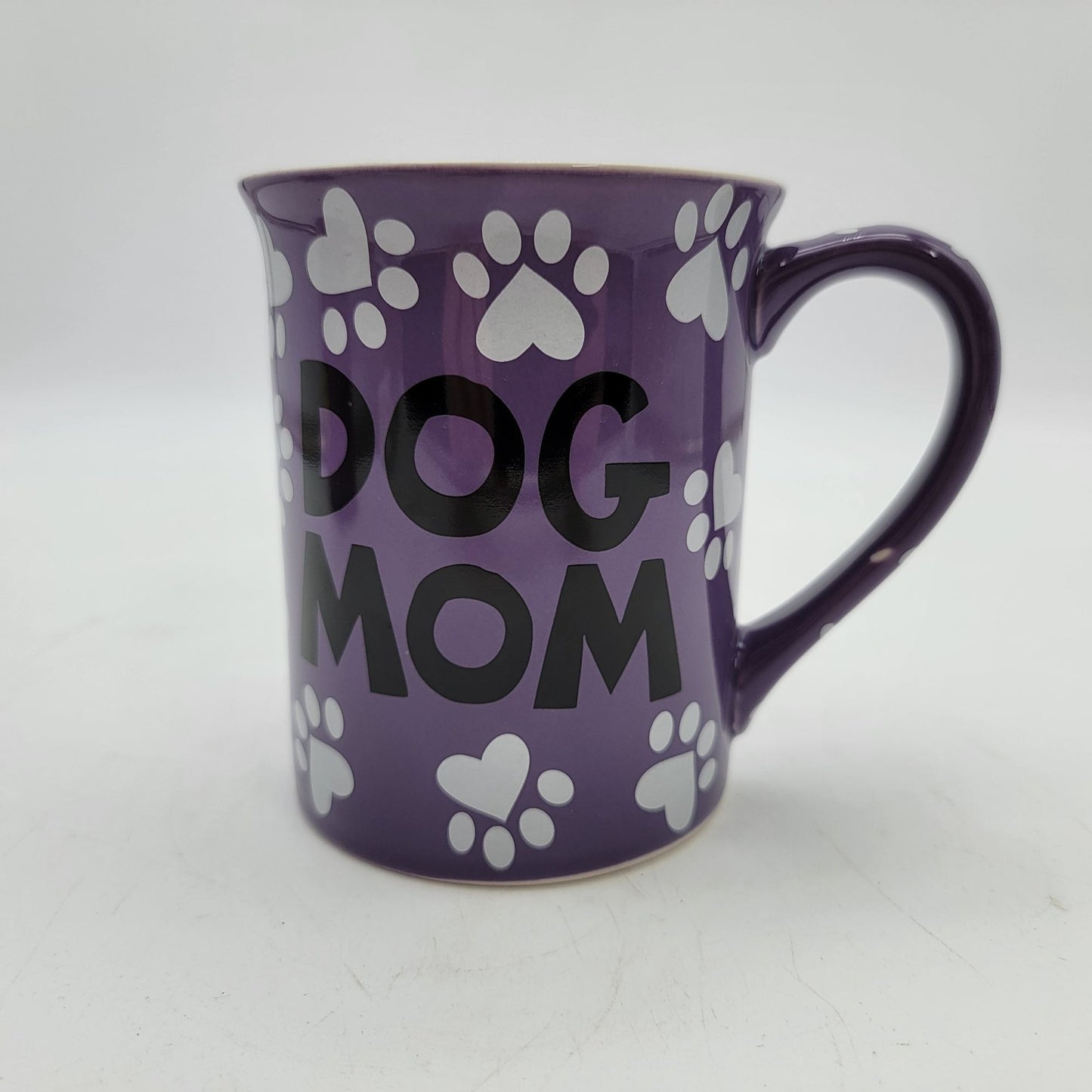 My Child Has Four Legs & Fur Purple Dog Mom Mug By Our Name Is Mud With Paw Print & Heart Design