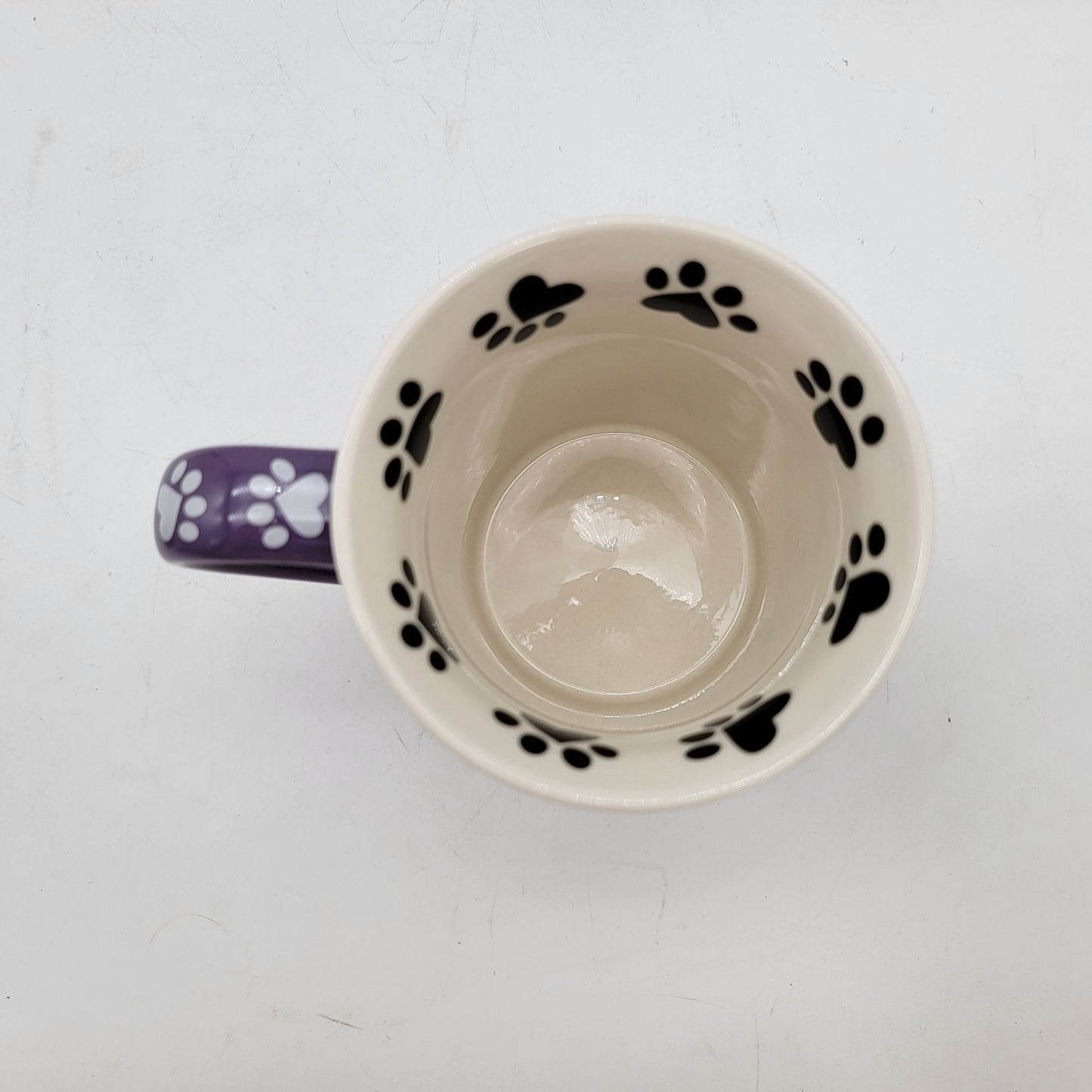 My Child Has Four Legs & Fur Purple Dog Mom Mug By Our Name Is Mud With Paw Print & Heart Design