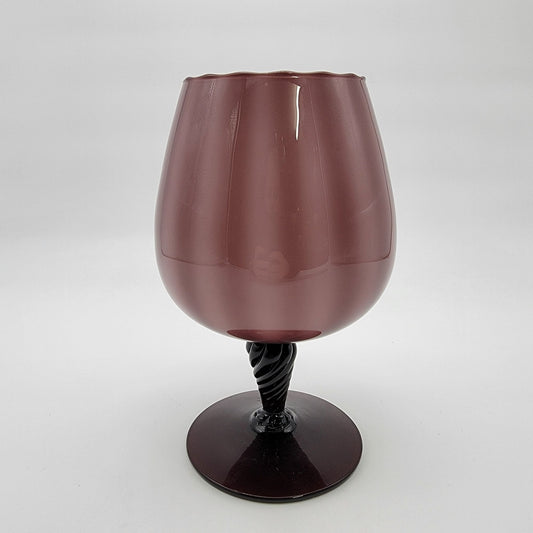 Vintage Empoli Glass Amethyst Purple Ribbed Brandy Snifter