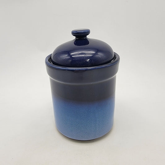 Vintage Sango Nova Blue Canister With Lid Stoneware Pottery