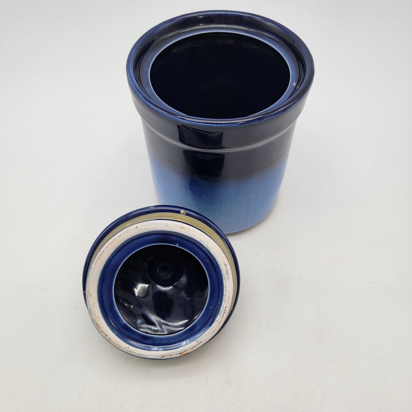 Vintage Sango Nova Blue Canister With Lid Stoneware Pottery