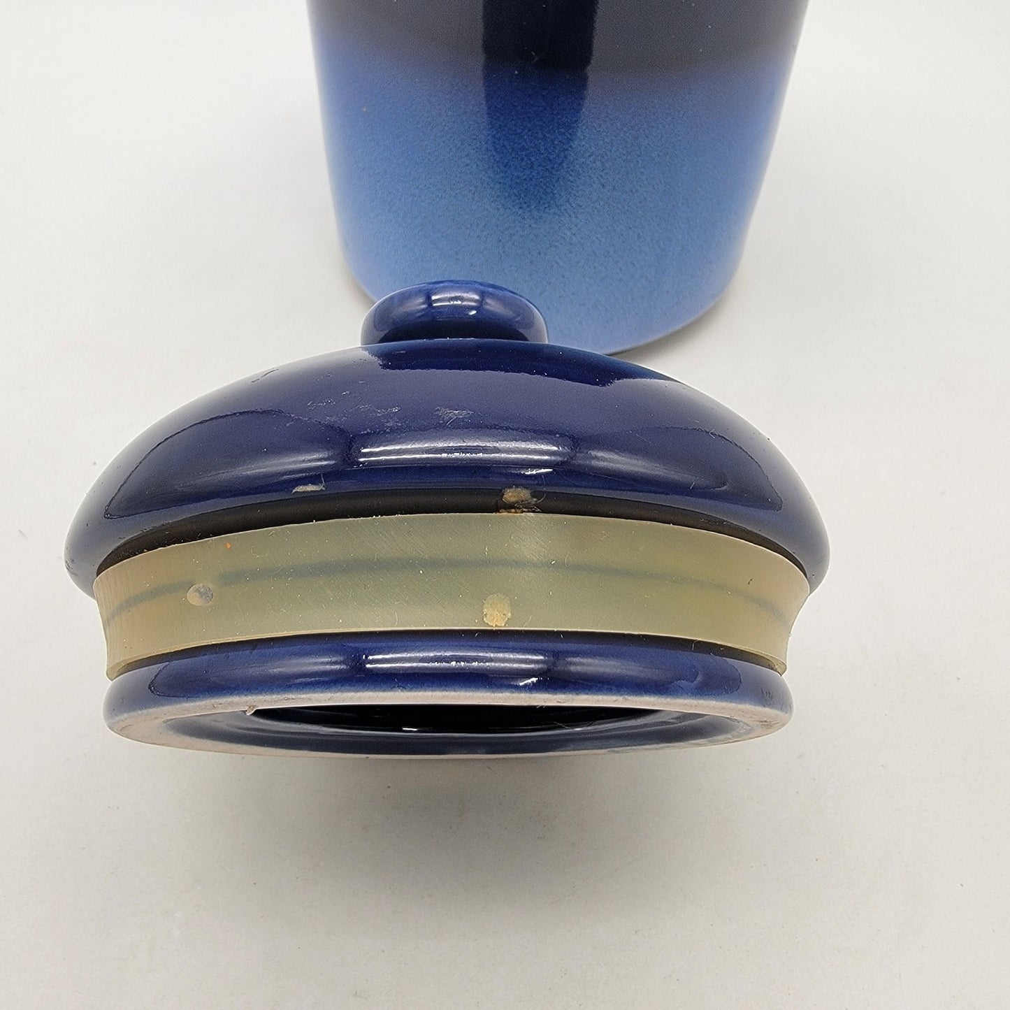 Vintage Sango Nova Blue Canister With Lid Stoneware Pottery