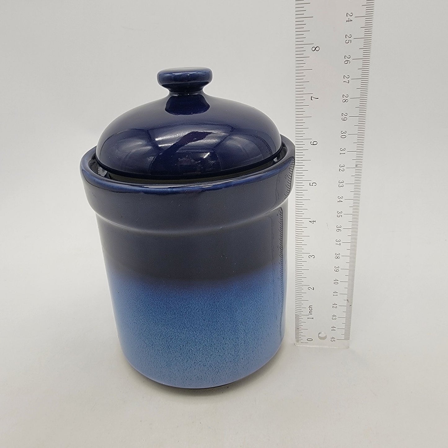 Vintage Sango Nova Blue Canister With Lid Stoneware Pottery