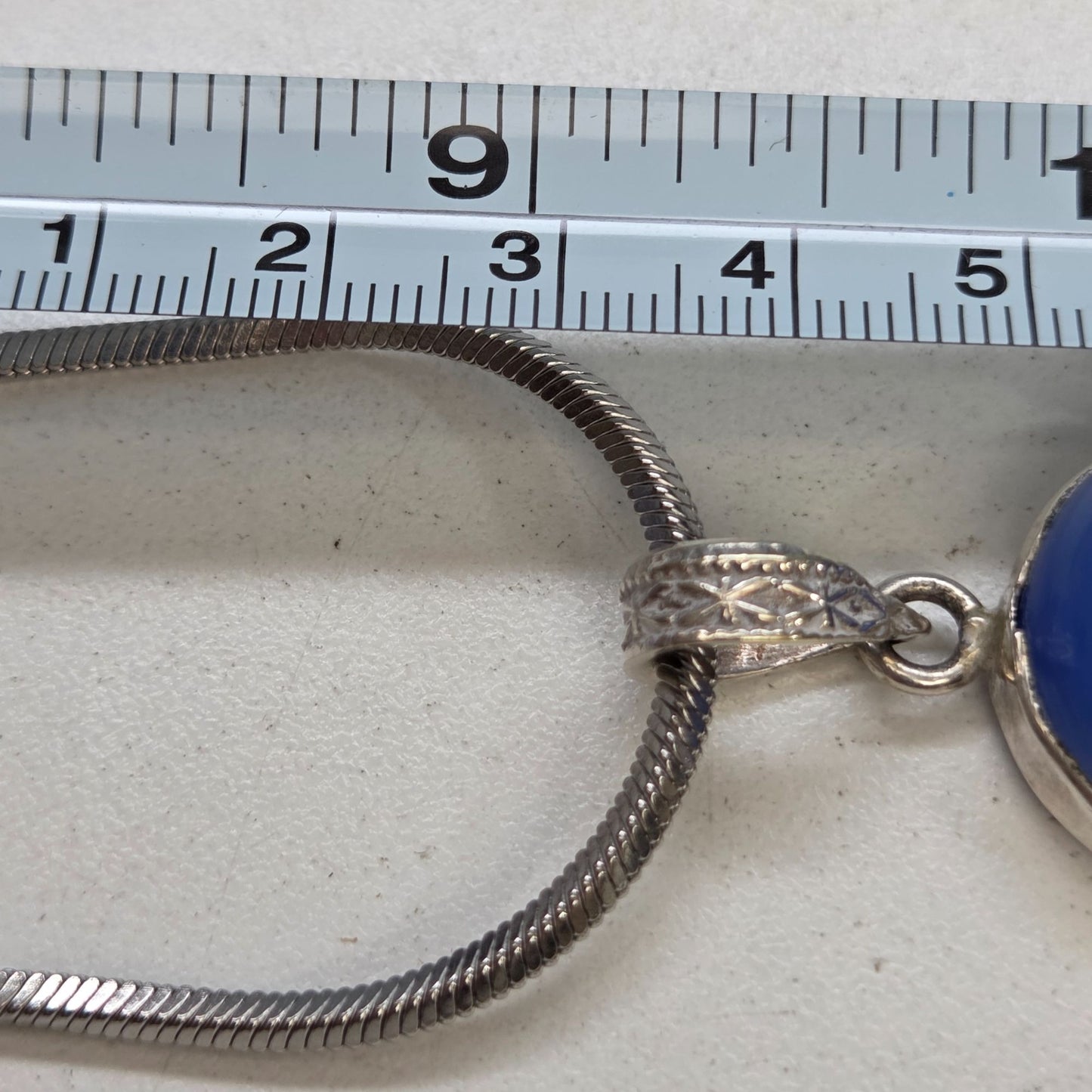 Sajen Style Sterling Silver Blue Chalcedony Moon Face & Peridot Pendant Necklace 18.5"