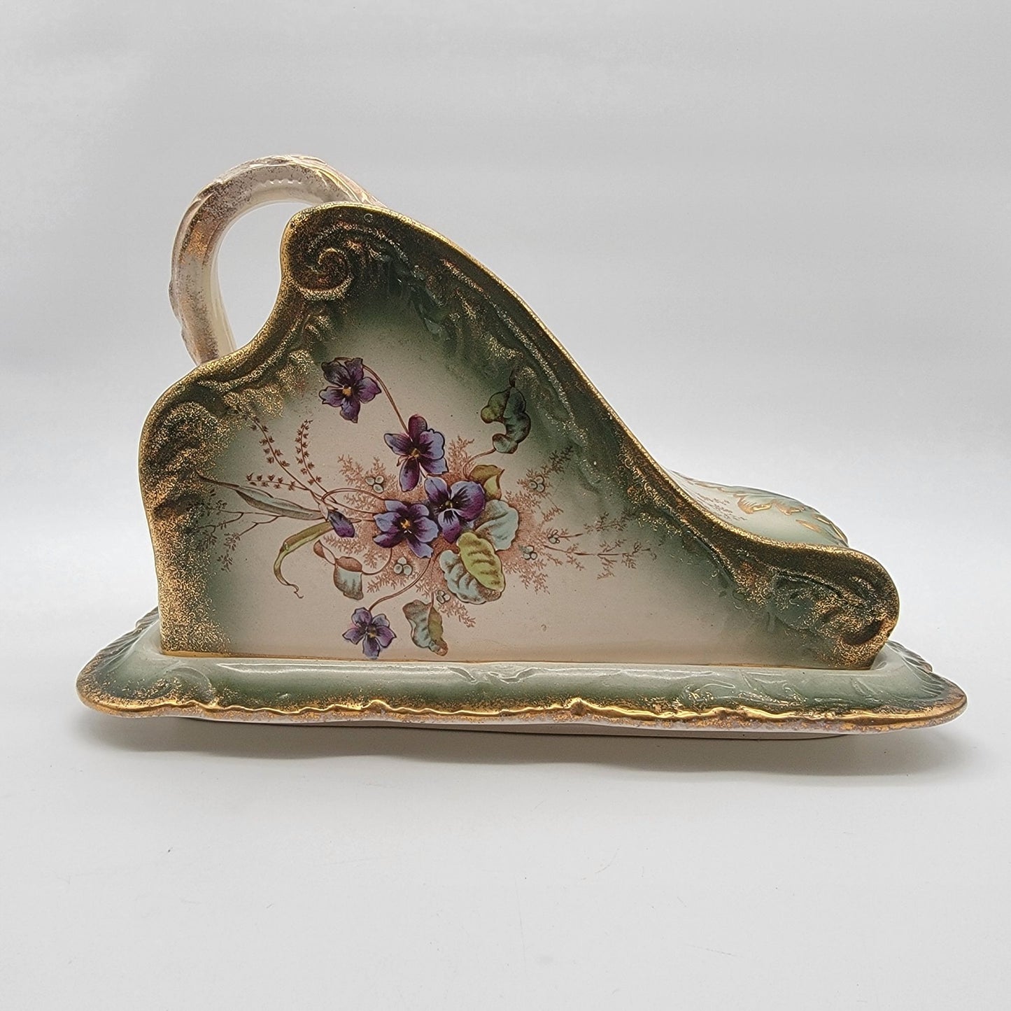 Antique German Porcelain Cheese Dish Keeper