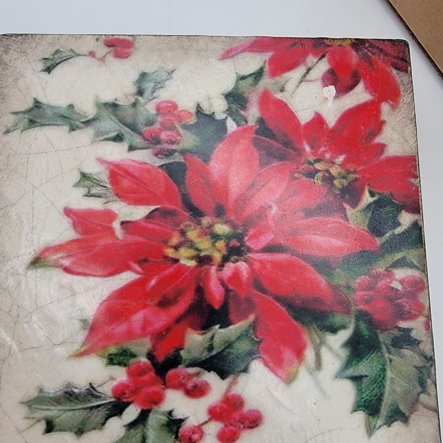 Retired Sid Dickens Memory Block T497 Poinsettia Wall Tile