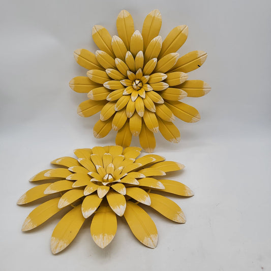 Pair of Yellow Metal Flower Wall Decor Set By Kirklands Home