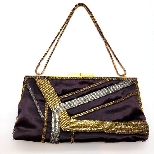 Vintage Walborg Geometric Beaded Evening Clutch Purse