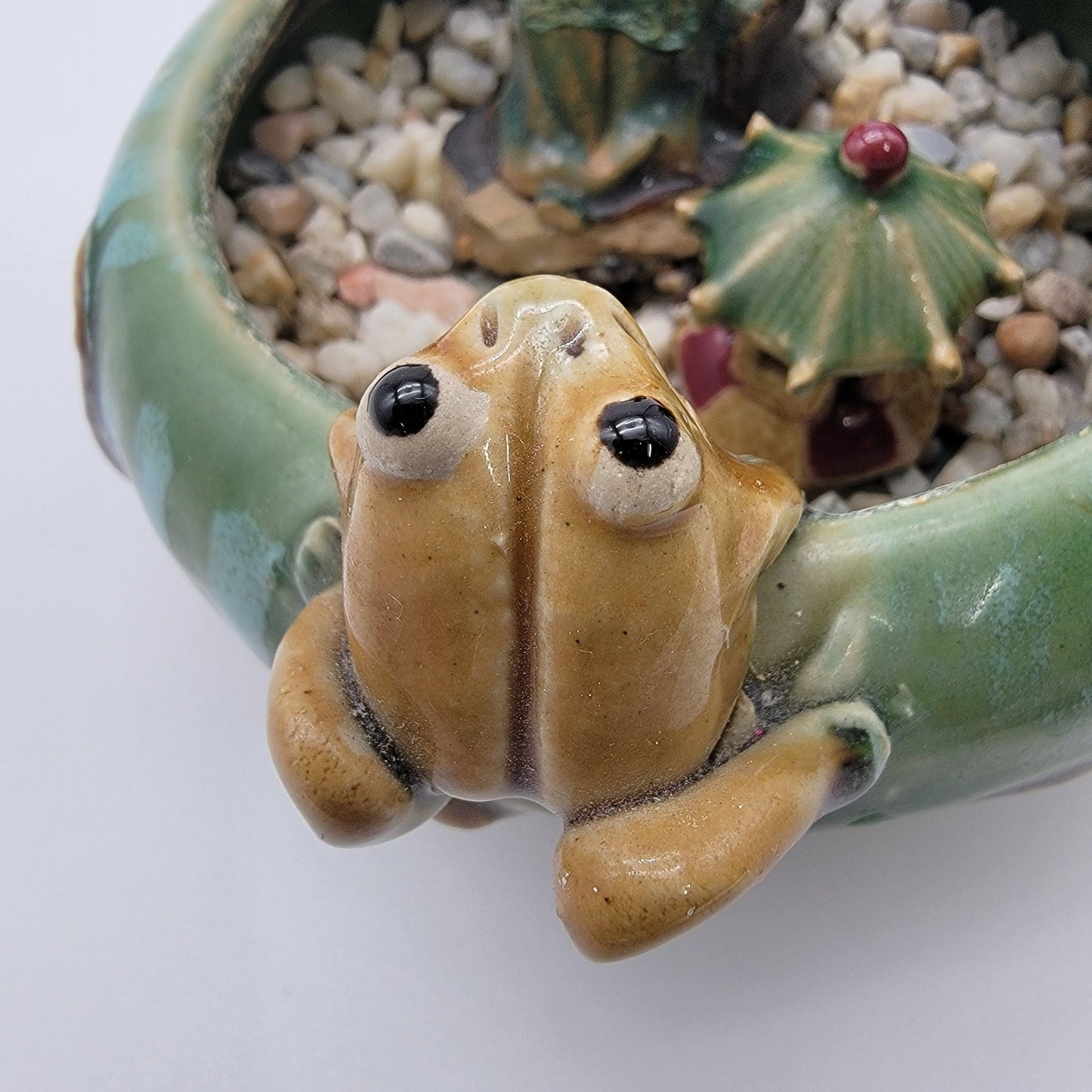 Vintage 1960s Mudmen & Frogs Majolica Pottery Planter Bowl