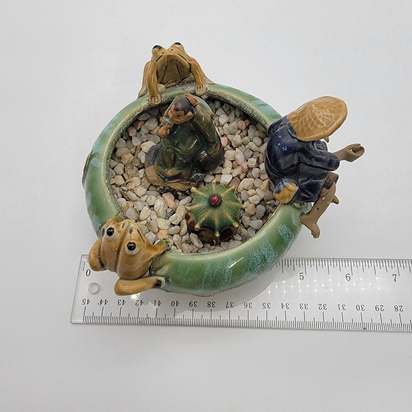 Vintage 1960s Mudmen & Frogs Majolica Pottery Planter Bowl
