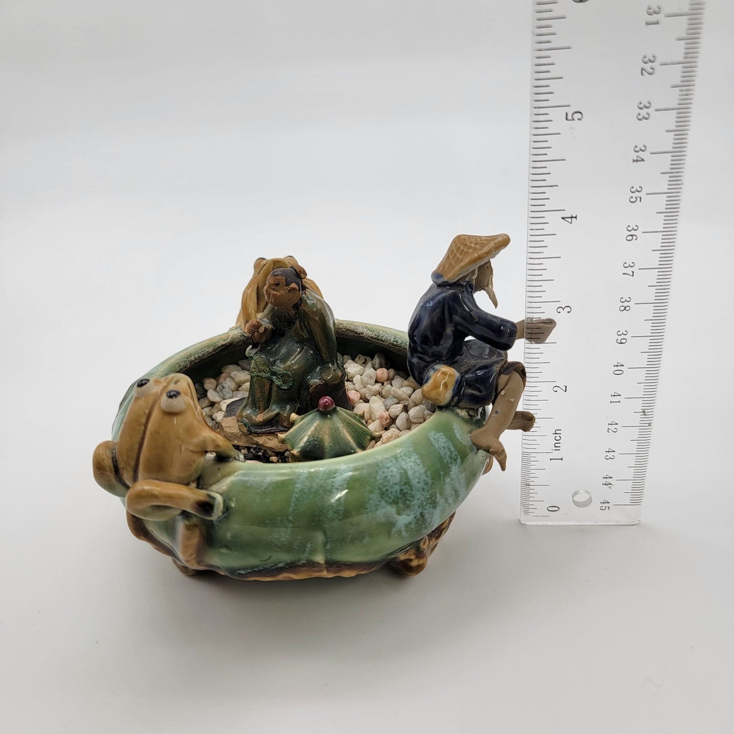 Vintage 1960s Mudmen & Frogs Majolica Pottery Planter Bowl