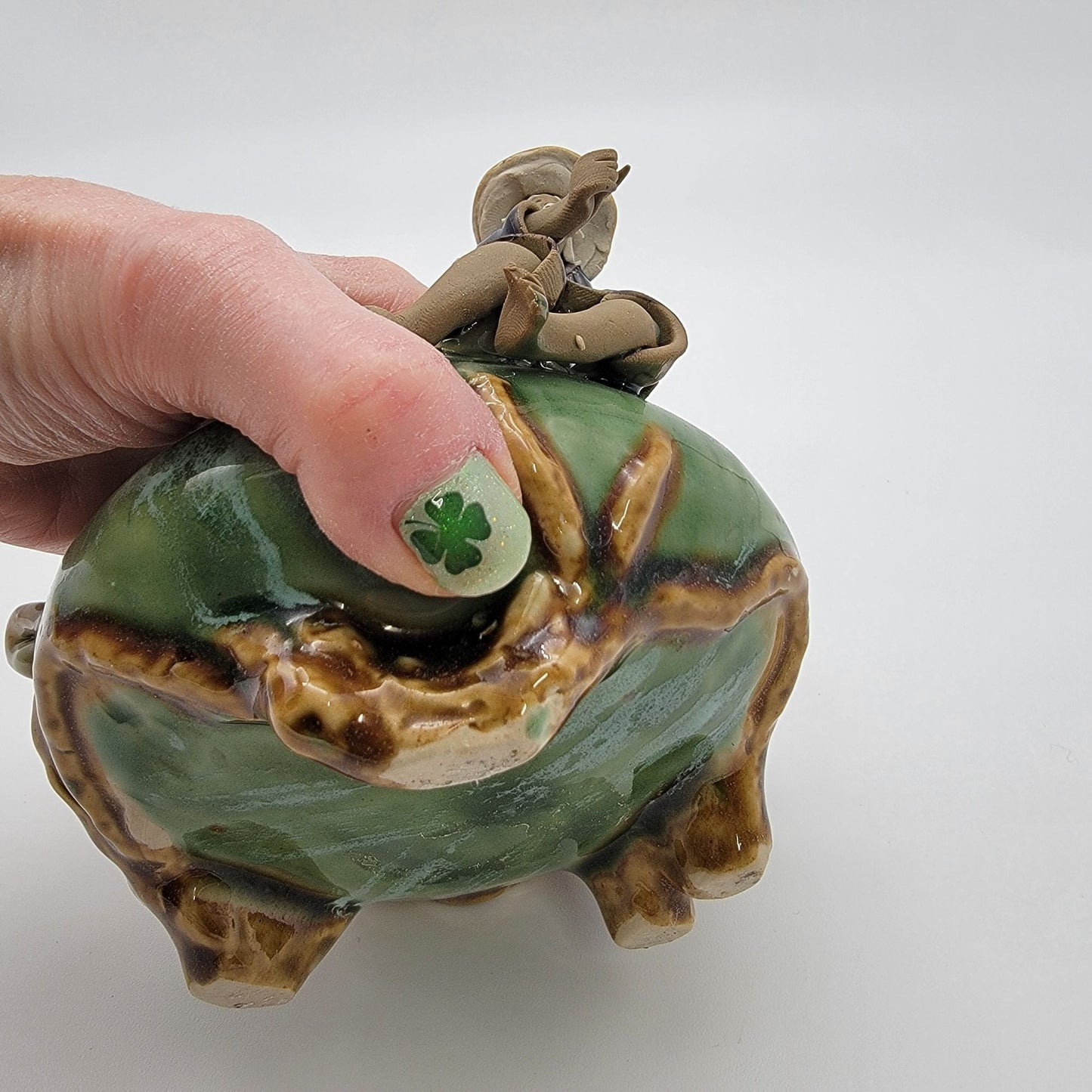 Vintage 1960s Mudmen & Frogs Majolica Pottery Planter Bowl