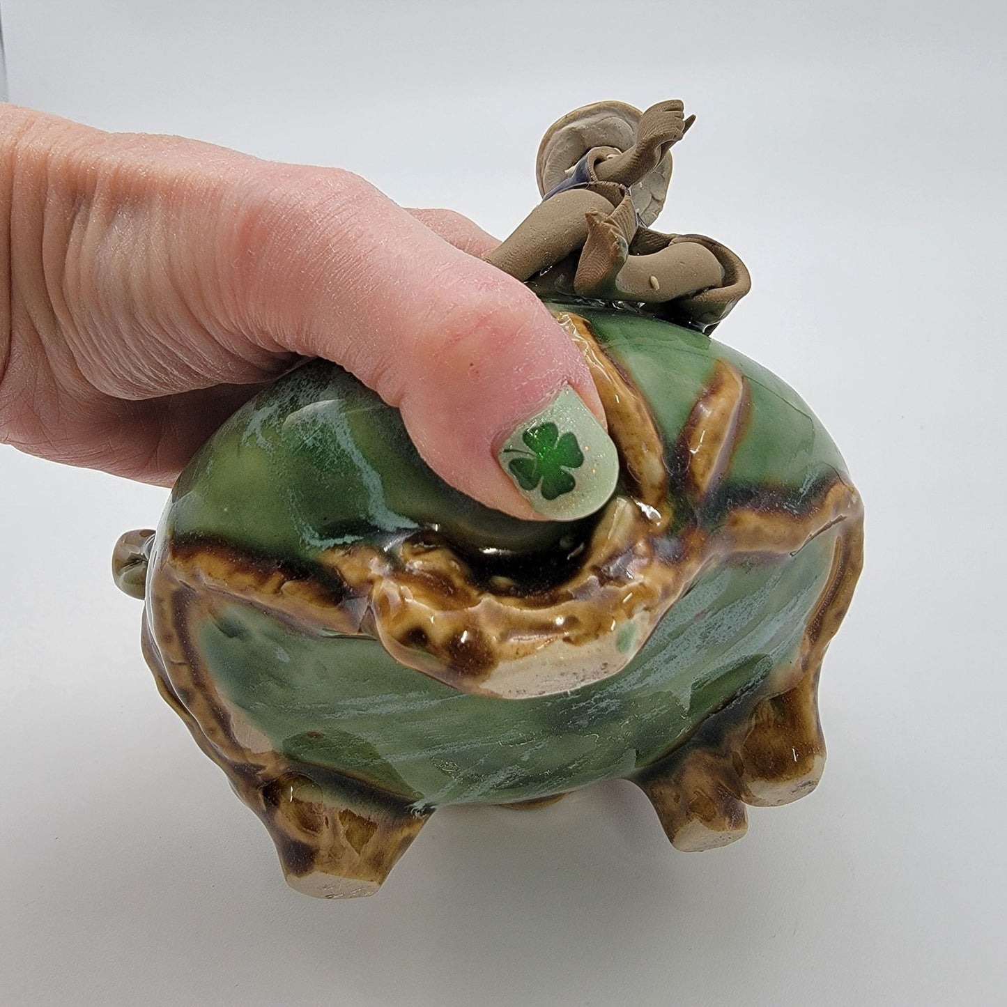 Vintage 1960s Mudmen & Frogs Majolica Pottery Planter Bowl