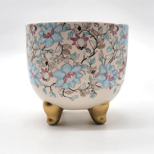 Floral Measuring Cup Planter With Gold Feet