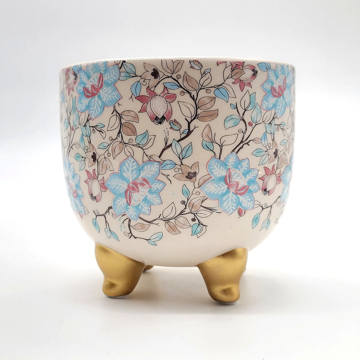 Floral Measuring Cup Planter With Gold Feet