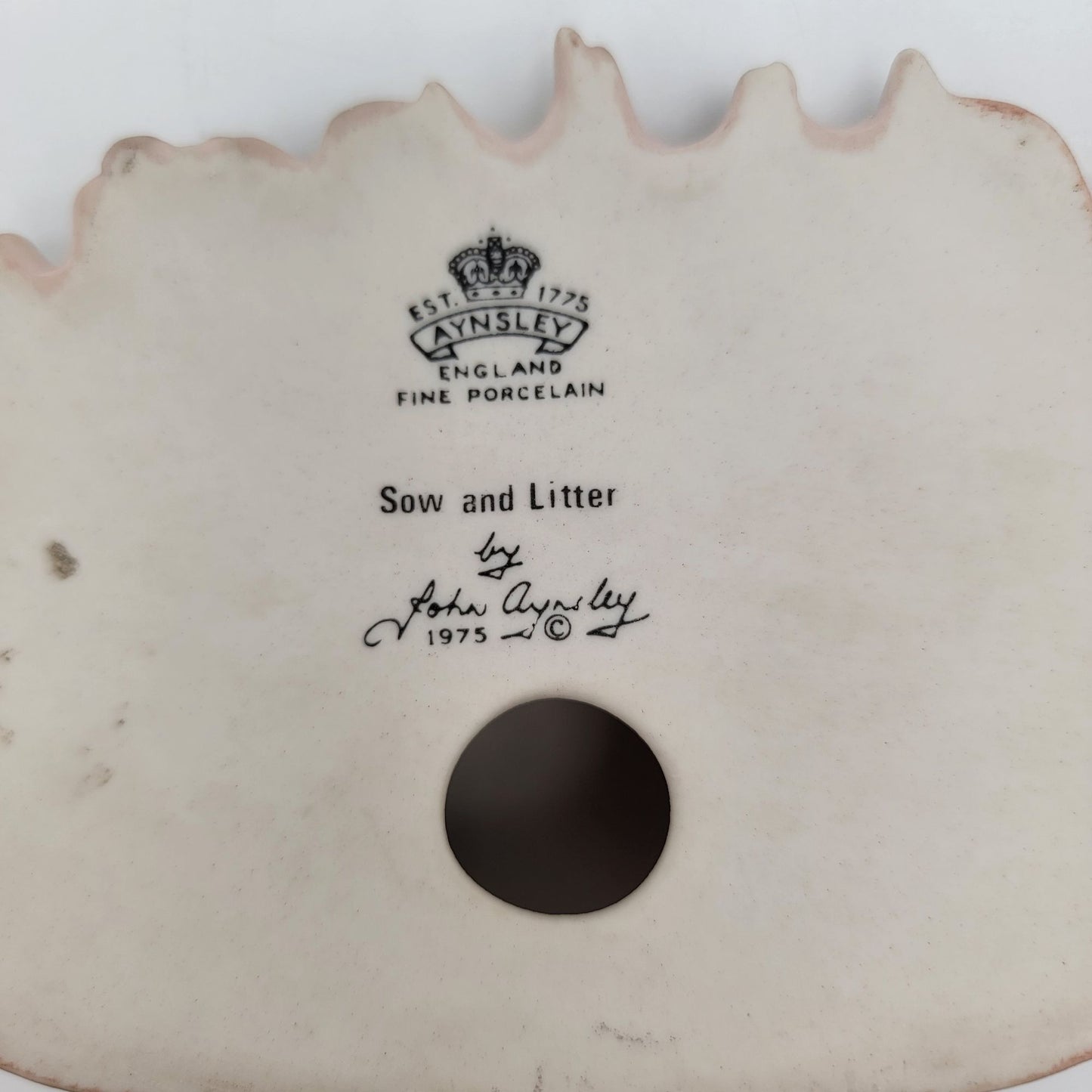 Vintage 1975 Aynsley Porcelain Pig Sow & Litter Figurine