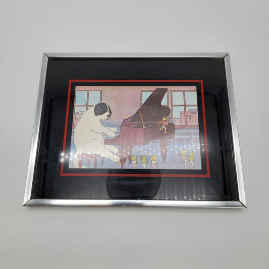 Dog Playing Piano & Frogs Dancing Art Print