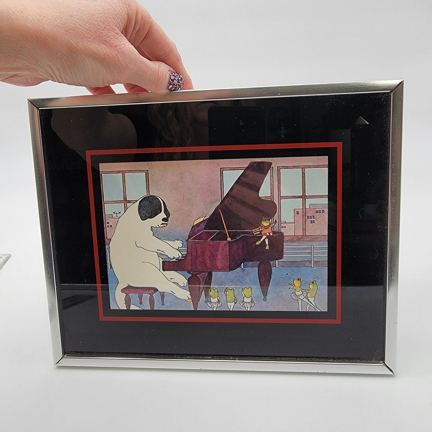 Dog Playing Piano & Frogs Dancing Art Print