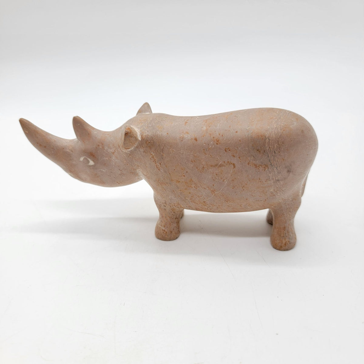 Vintage Carved Soapstone Rhino Figurine