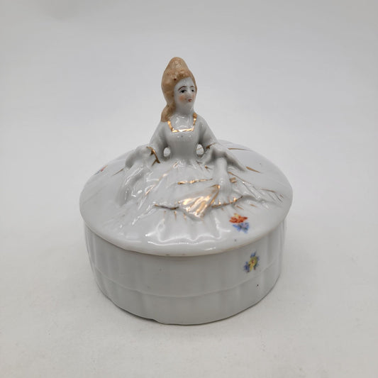 Vintage Japanese Porcelain Victorian Lady Dresser Box