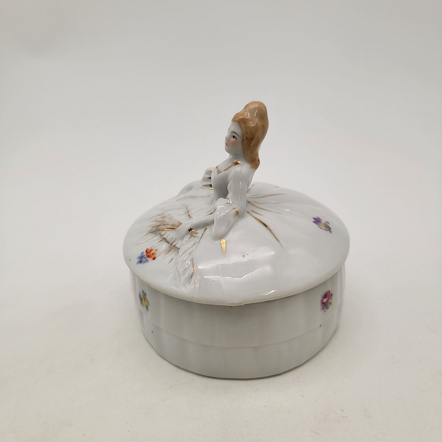 Vintage Japanese Porcelain Victorian Lady Dresser Box