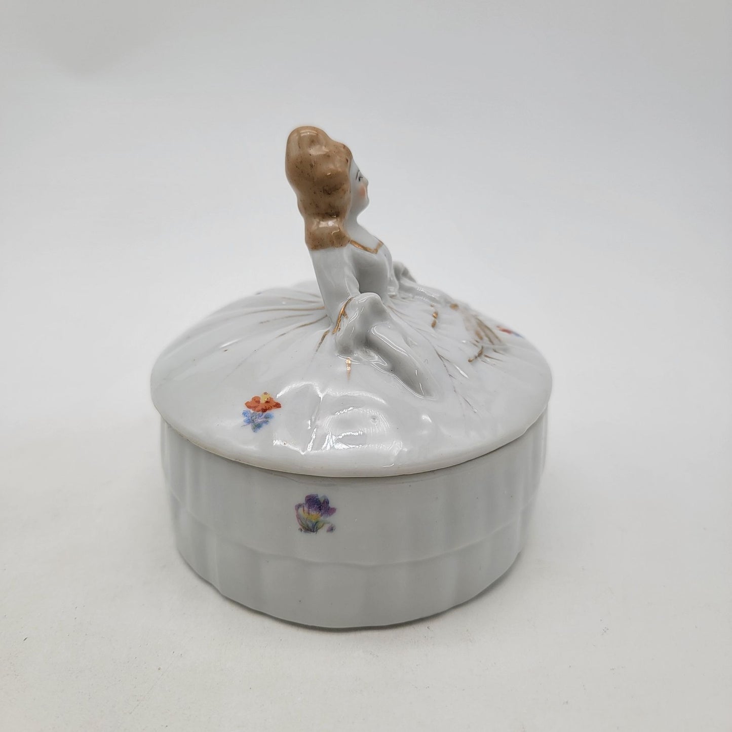 Vintage Japanese Porcelain Victorian Lady Dresser Box