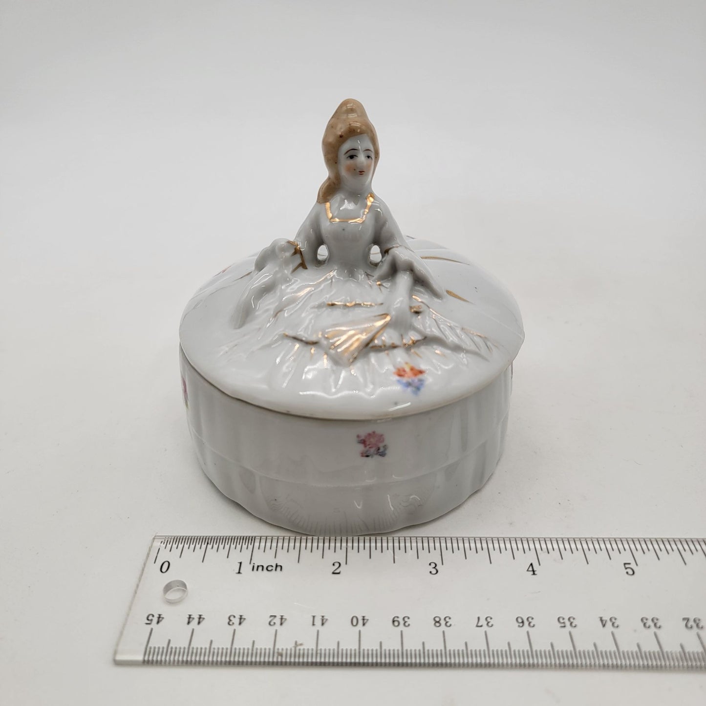 Vintage Japanese Porcelain Victorian Lady Dresser Box