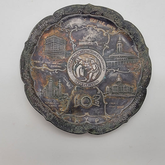 Antique 1909 Alaska Yukon Pacific Expo Souvenir Copper Plate