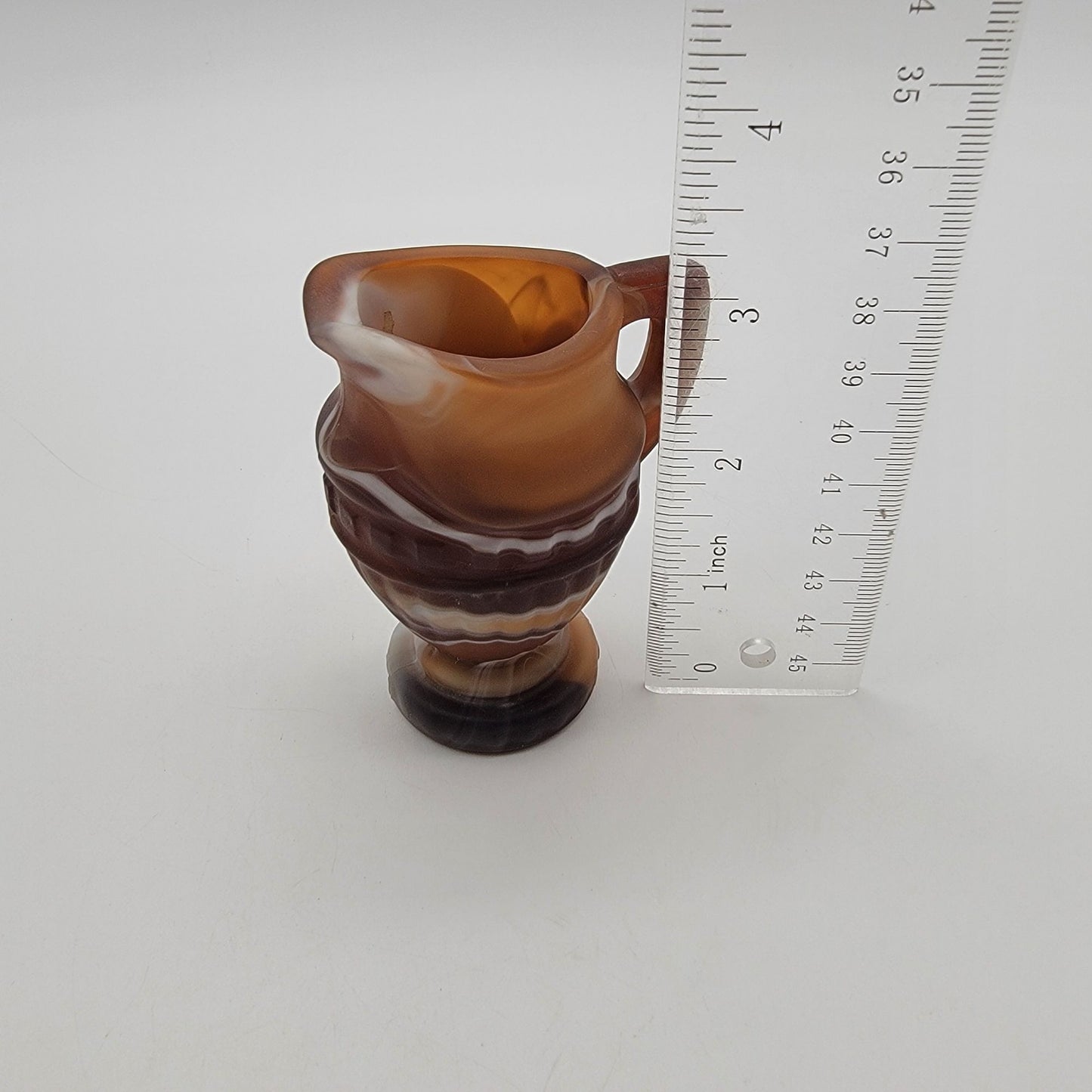 Vintage Imperial Caramel Slag Glass Miniature Pitcher Creamer