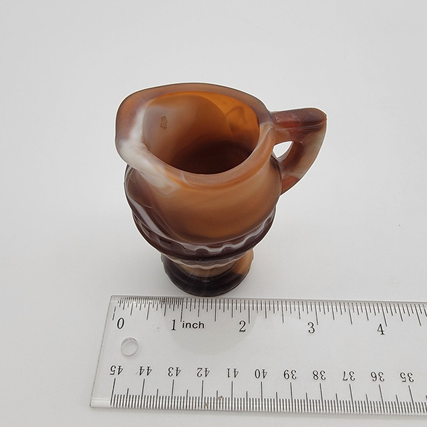 Vintage Imperial Caramel Slag Glass Miniature Pitcher Creamer