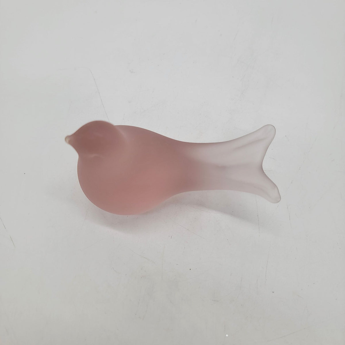 1980s Silvestri Pink Frosted Satin Glass Bird Figurine