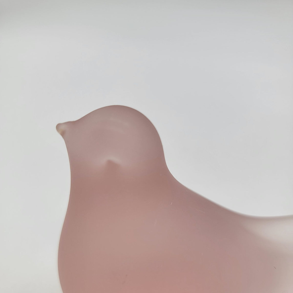 1980s Silvestri Pink Frosted Satin Glass Bird Figurine