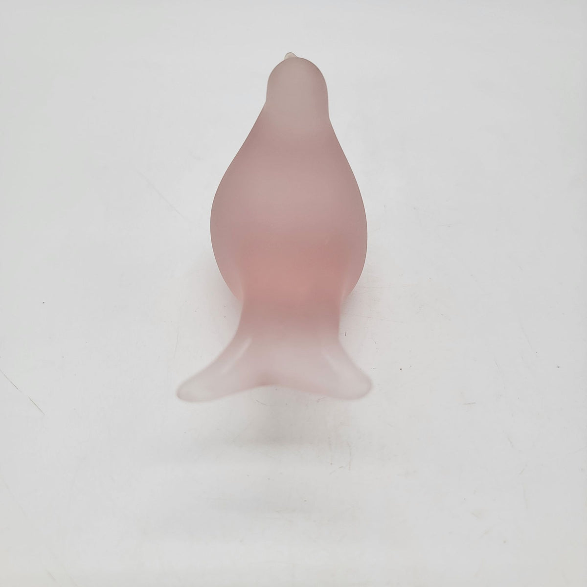 1980s Silvestri Pink Frosted Satin Glass Bird Figurine