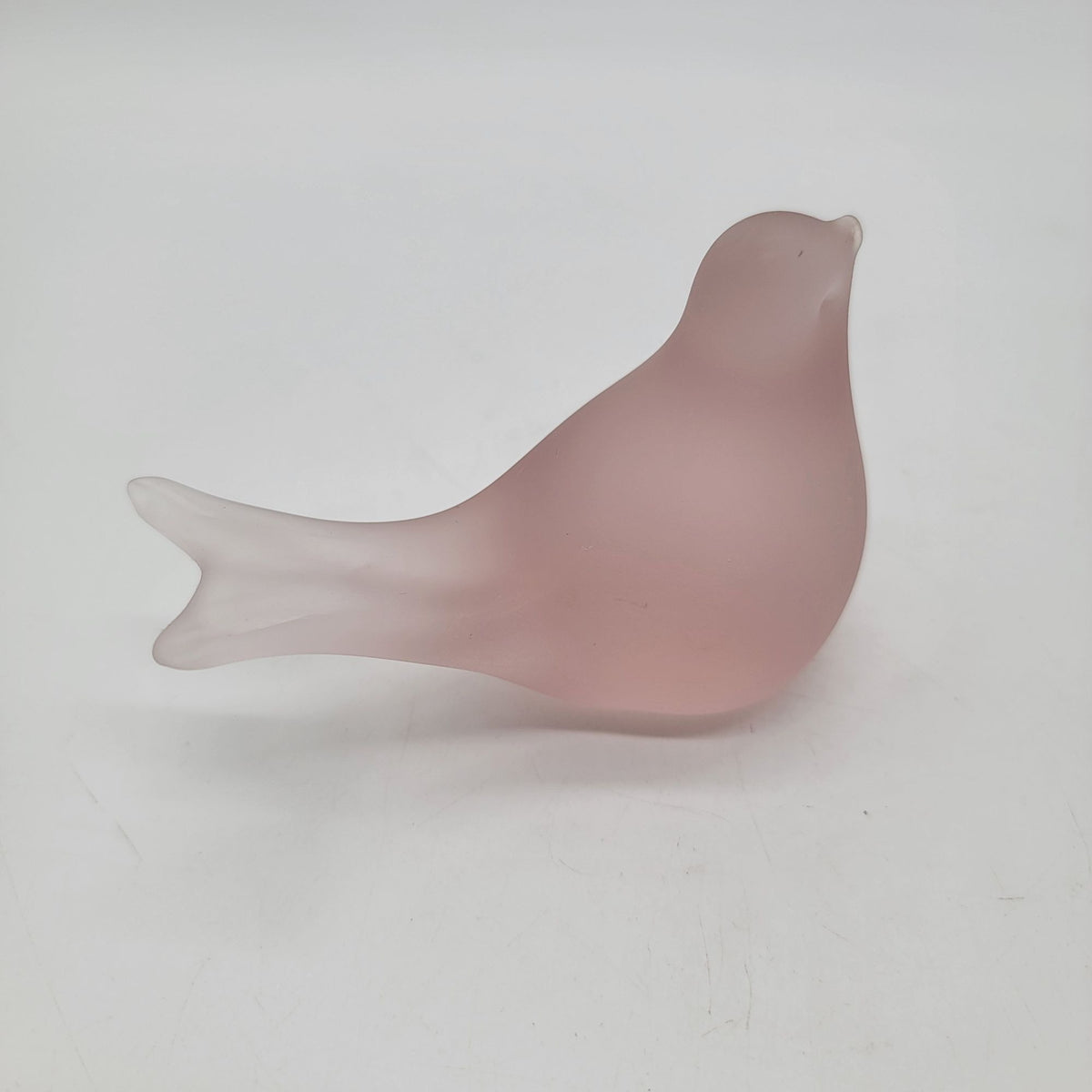1980s Silvestri Pink Frosted Satin Glass Bird Figurine