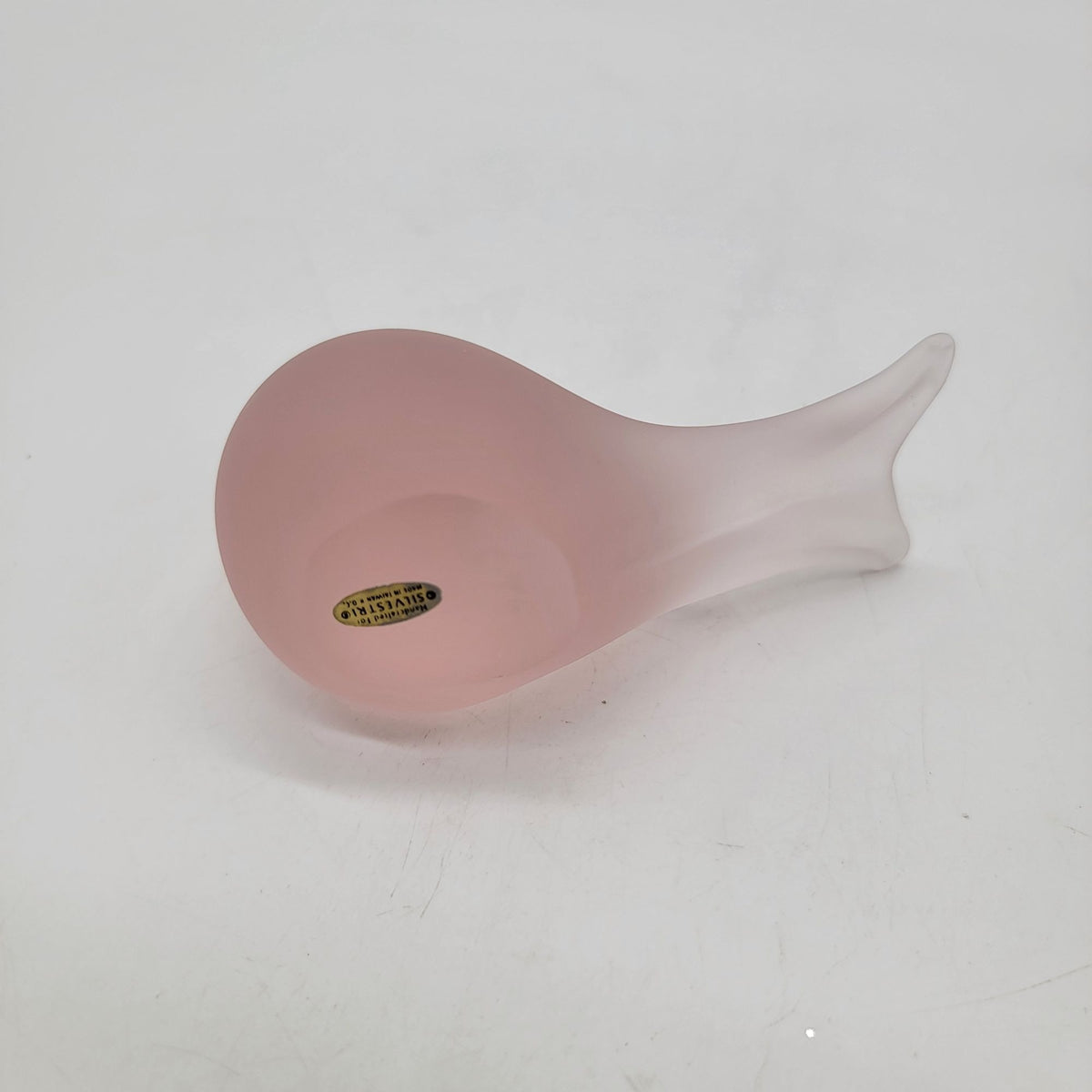 1980s Silvestri Pink Frosted Satin Glass Bird Figurine
