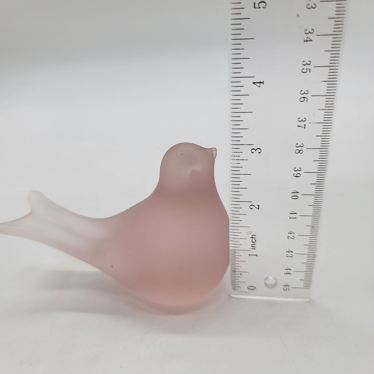 1980s Silvestri Pink Frosted Satin Glass Bird Figurine