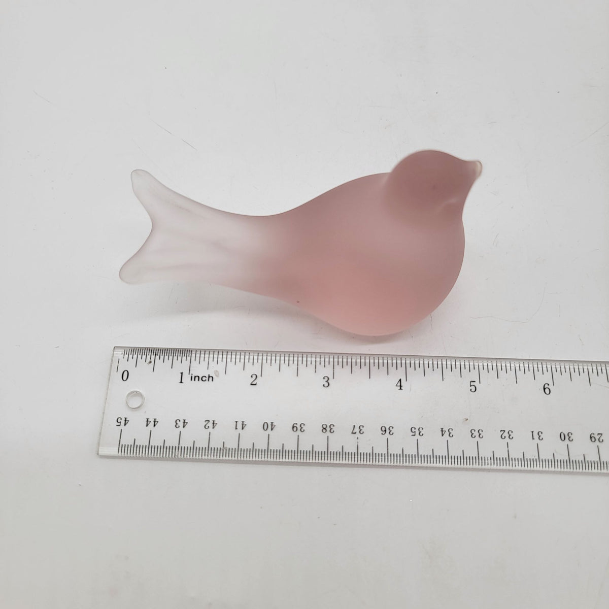 1980s Silvestri Pink Frosted Satin Glass Bird Figurine
