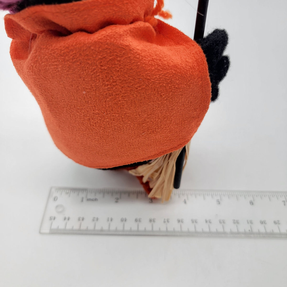 Halloween Black Crow Bird In Purple Witch's Hat & Orange Cape