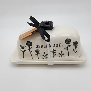 Rae Dunn Covered Butter Dish SPREAD JOY Artisan Collection  - NEW