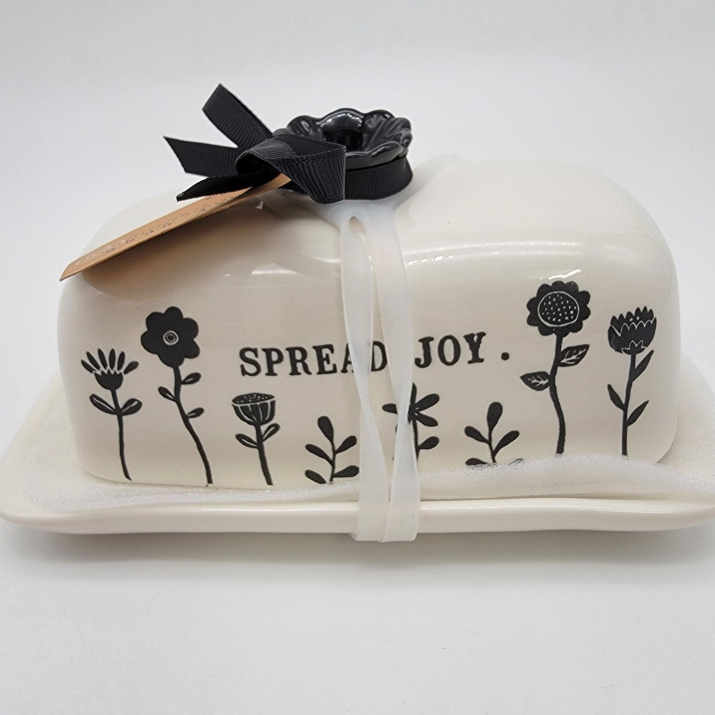 Rae Dunn Covered Butter Dish SPREAD JOY Artisan Collection  - NEW