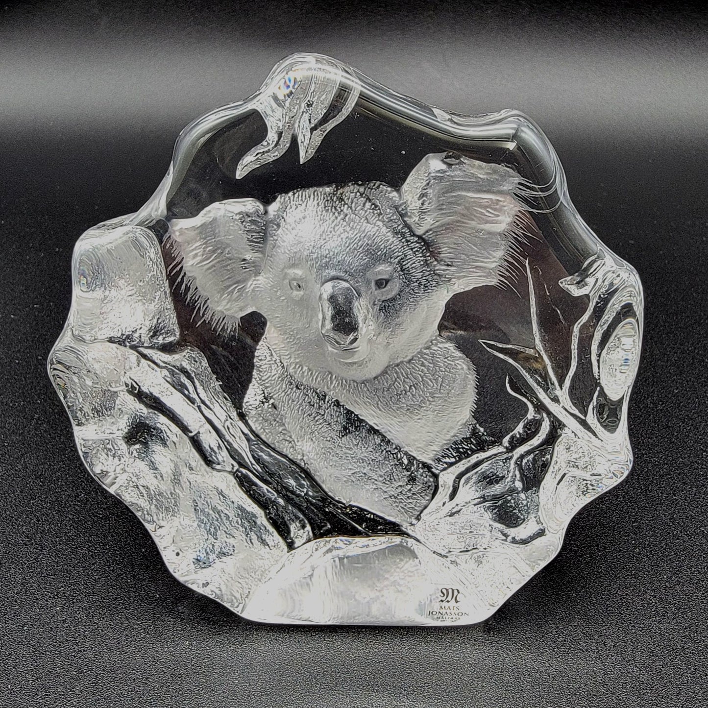 Mats Jonasson Crystal Koala Paperweight Signed MJ Sweden 3626