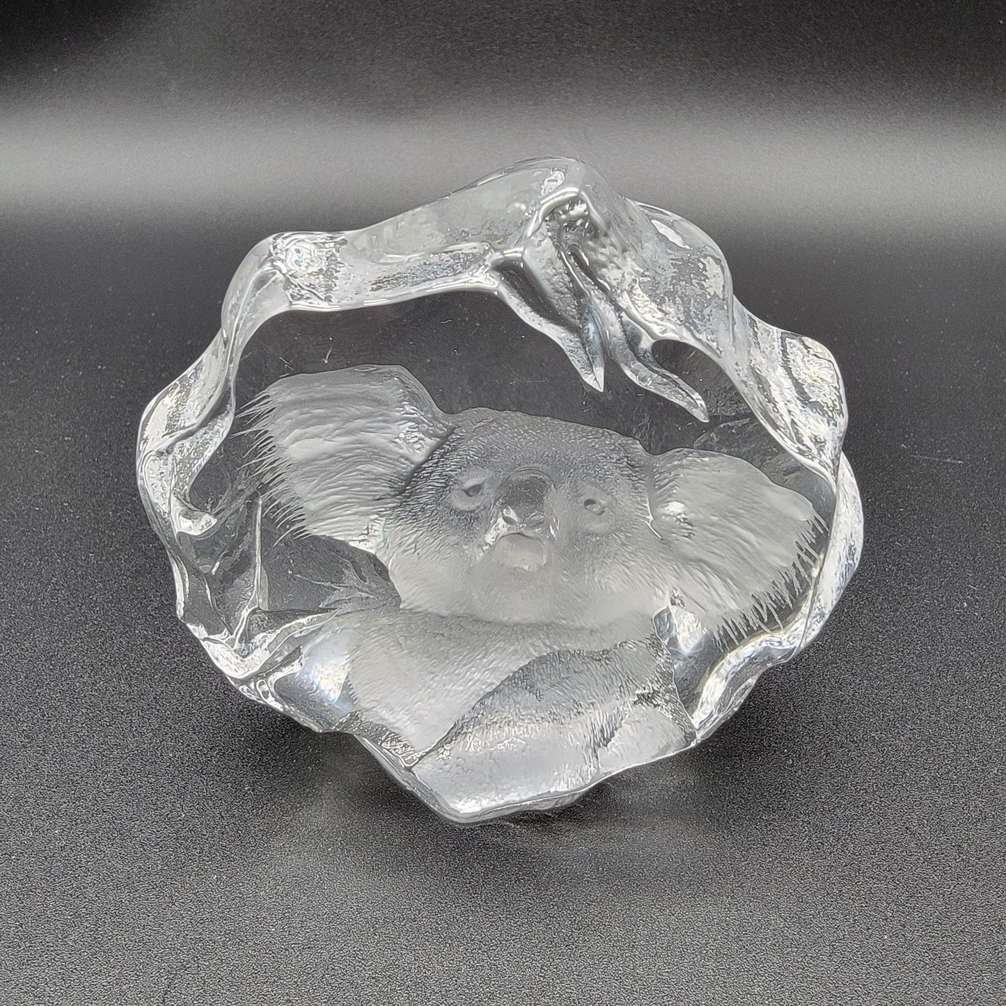 Mats Jonasson Crystal Koala Paperweight Signed MJ Sweden 3626