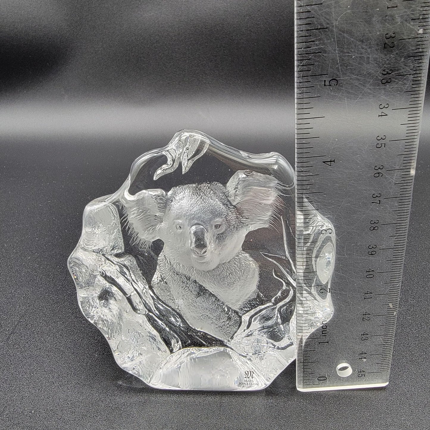 Mats Jonasson Crystal Koala Paperweight Signed MJ Sweden 3626